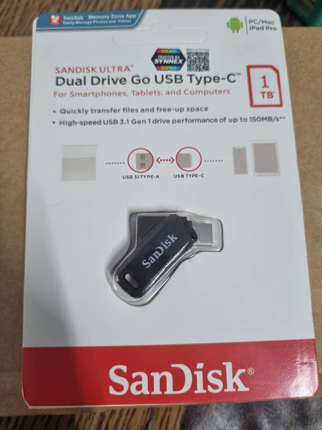 SanDisk Ultra Dual Drive Luxe USB 3.1 Type-C Flash Drive 1TB Metal SDDDC4-1T00-z46