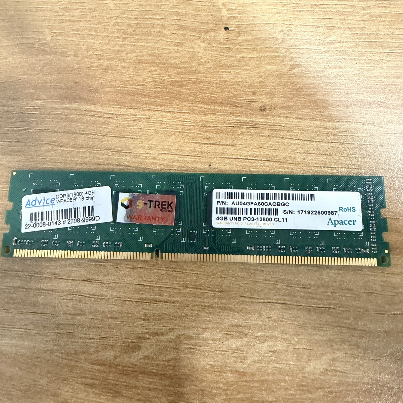 Ram PC Apacer 4GB UNB PC3-12800 CL11