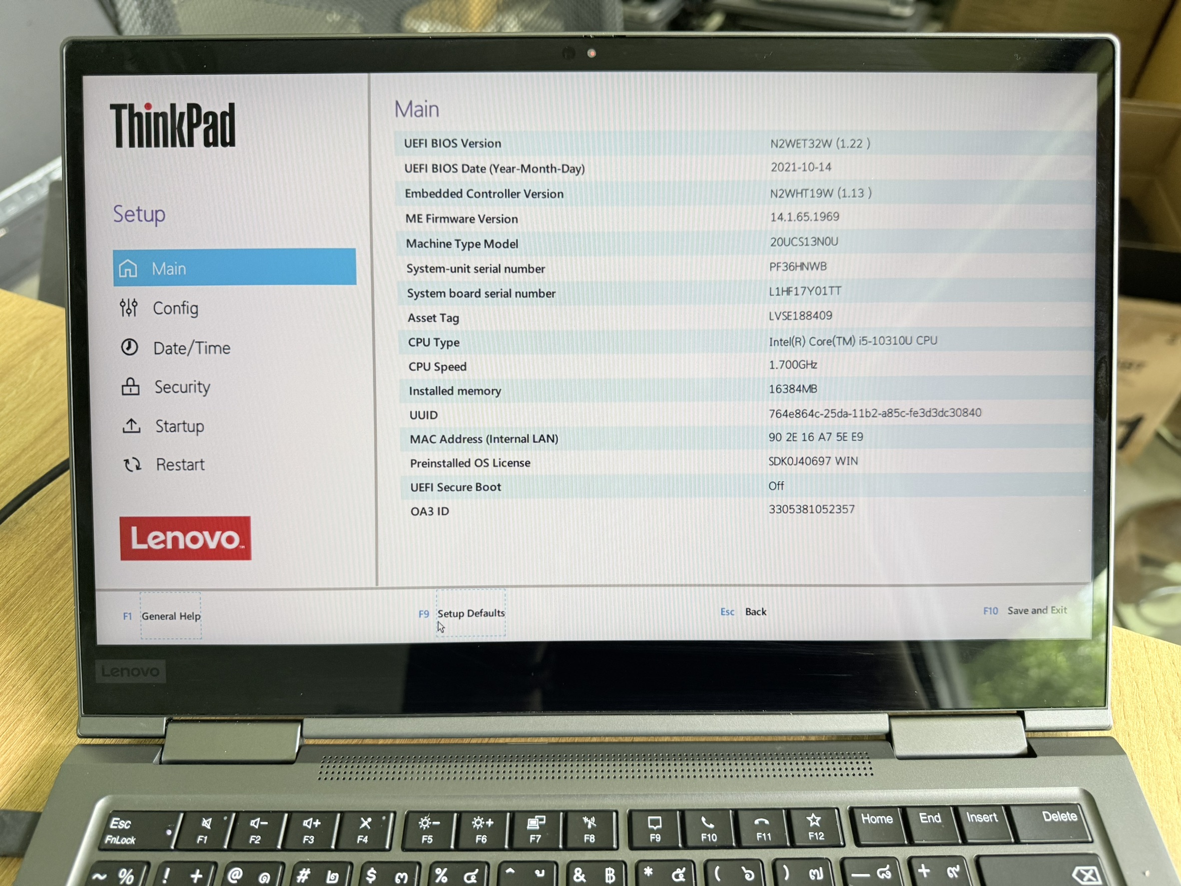 Lenovo ThinkPad X1 Yoga Gen 5 20UCS13N0U