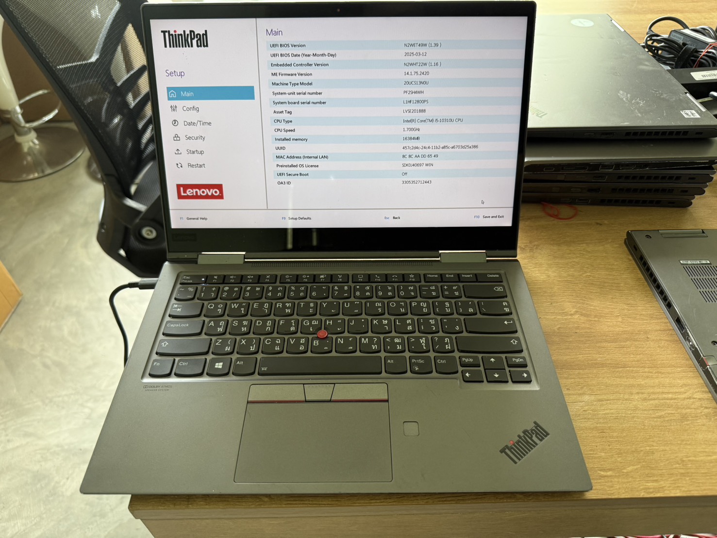 ขาย Lenovo Thinkpad X1 Yoga Gen5(i5-10310U/16GB/M.2 512GB)+Adapter จอไบร์ท เครื่องถลอก สุขภาพแบต 100% มุมเครื่องบุบ