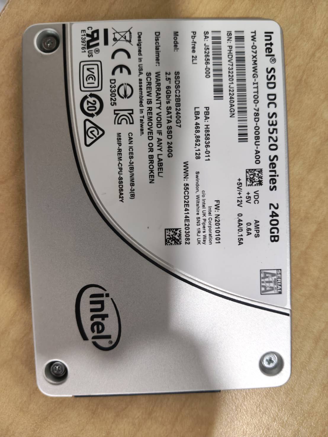 ขาย ssd dell intel s3520 series 240GB