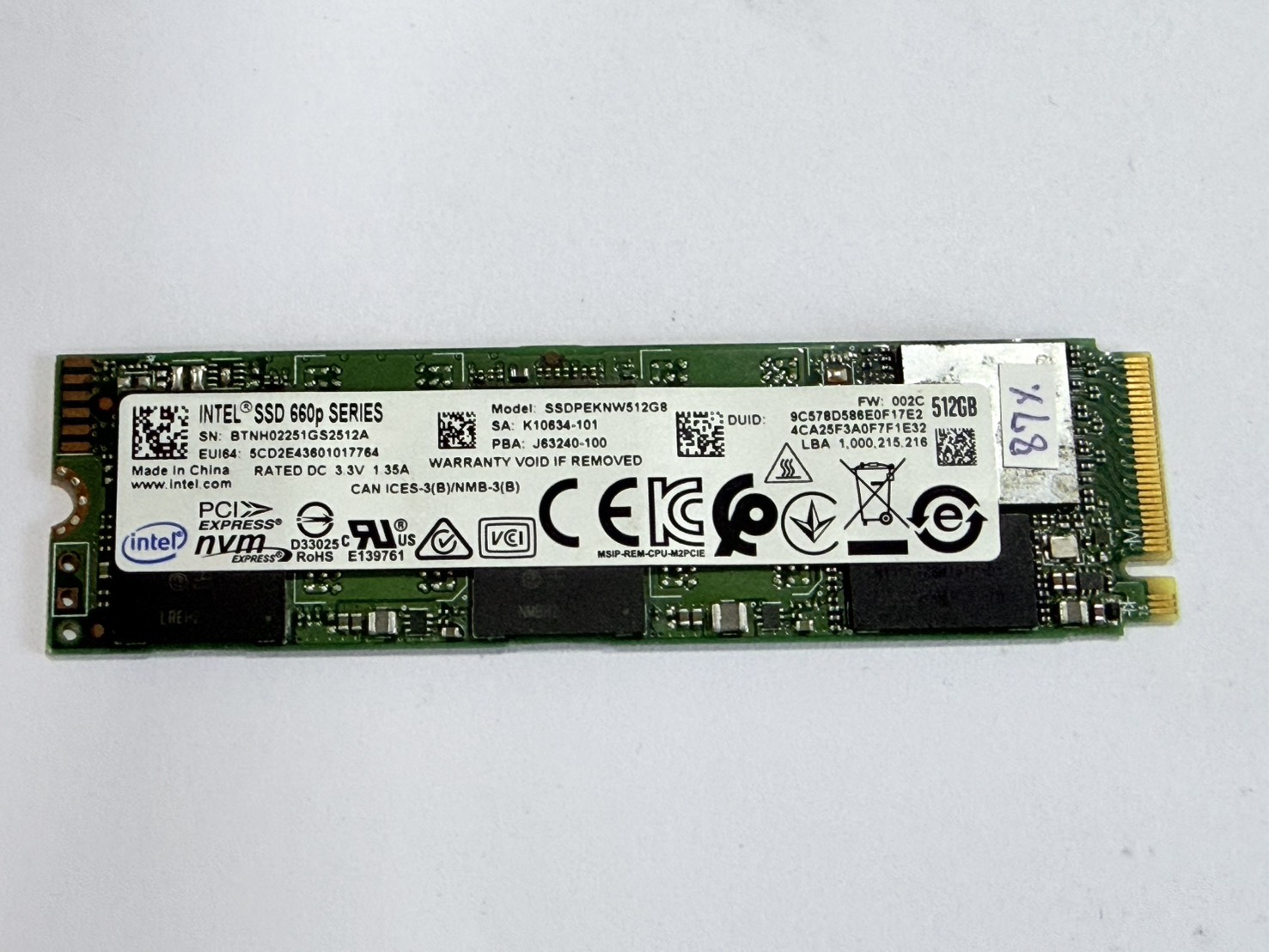 ขาย Intel 660p SSD 512GB M.2 NVMe
