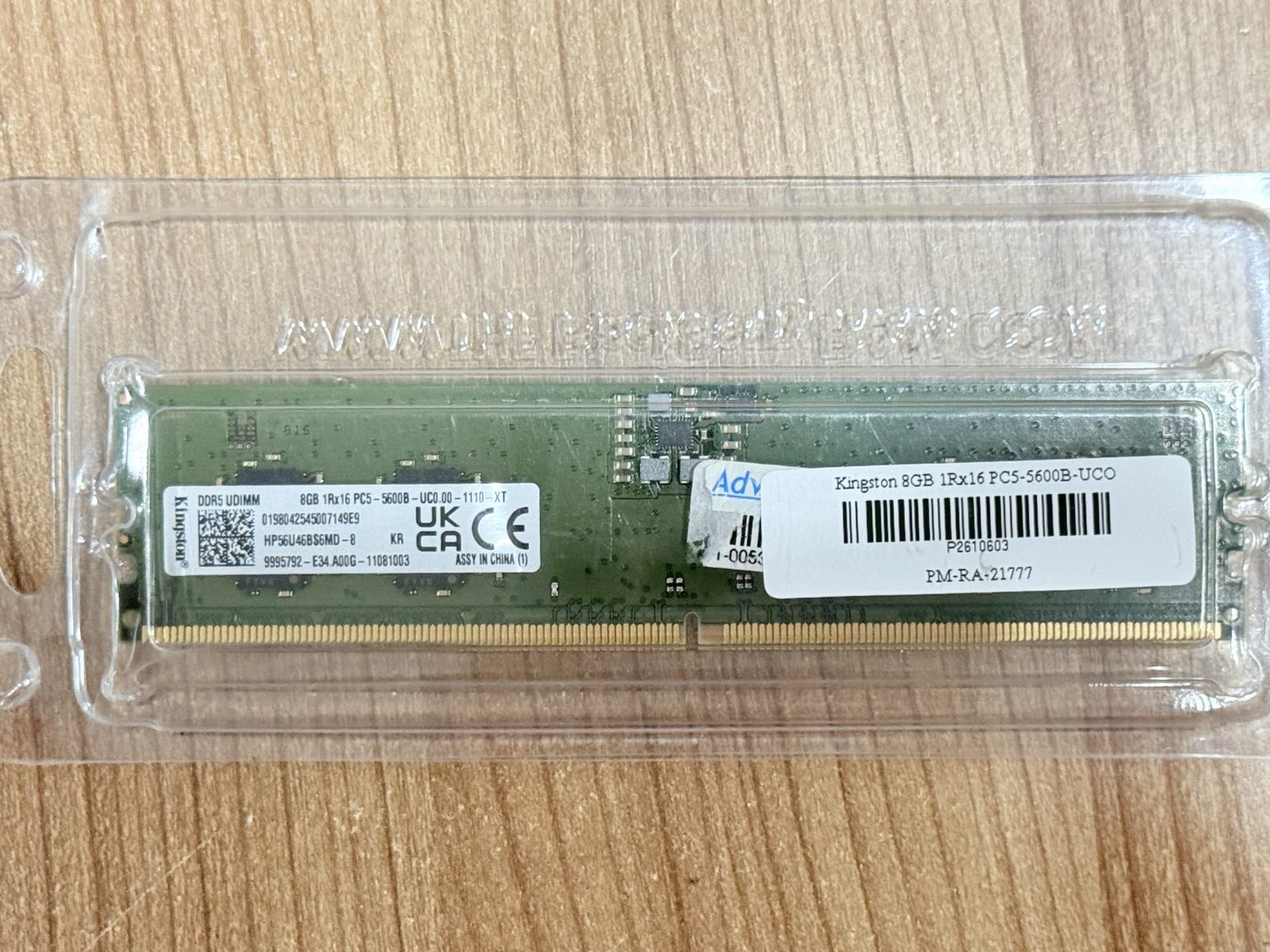 ขาย Kingston 8GB 1Rx16 PC5-5600B-UCO