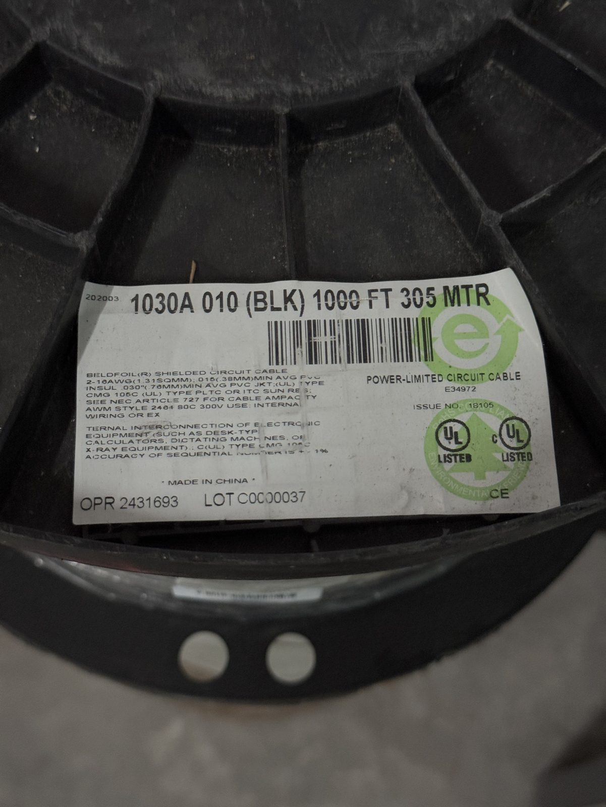 ขาย Belden 1030A 010 (BLK) 1000 FT 305 MTR รูปที่ 2