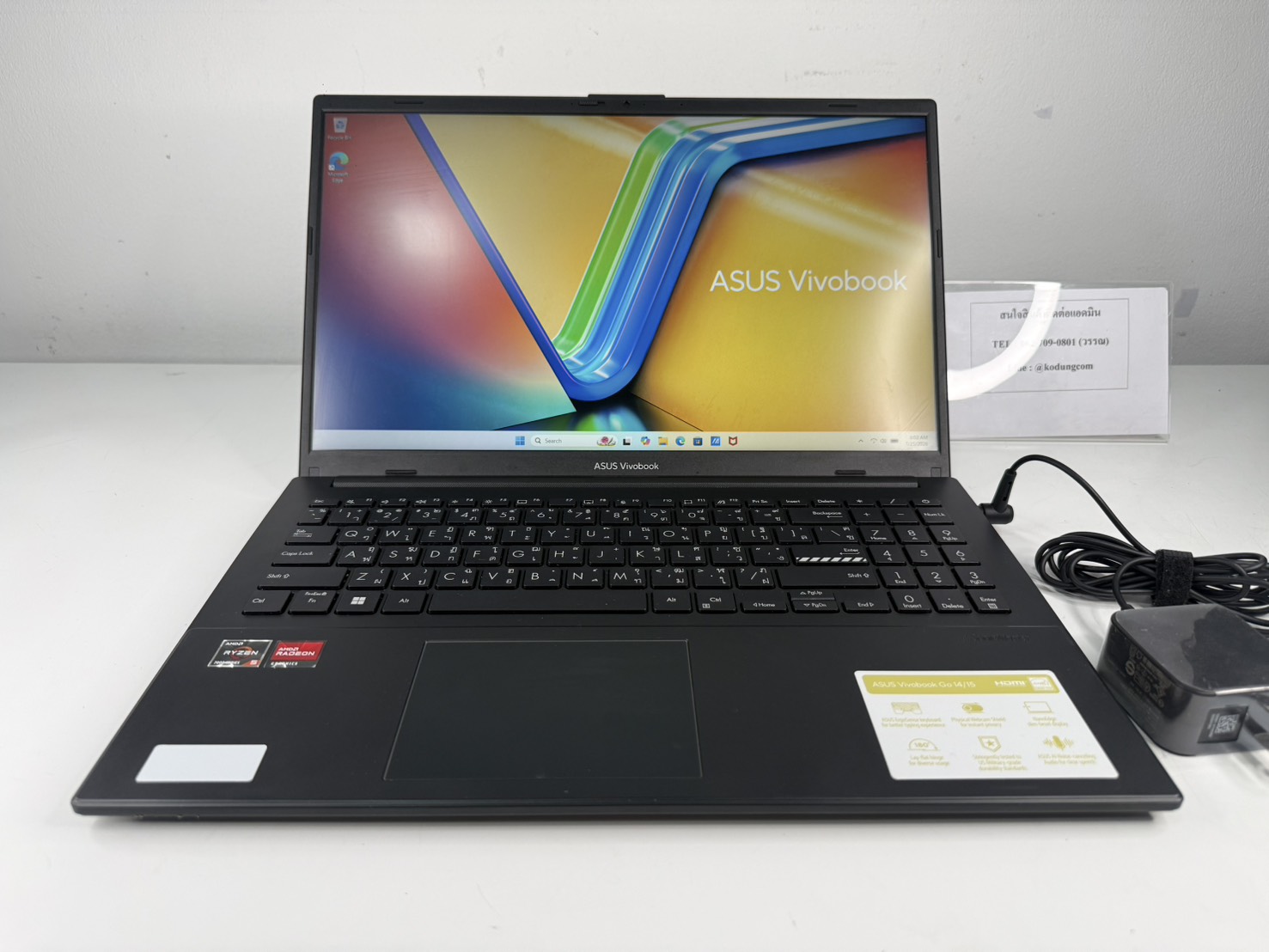 ขาย โน้ตบุ๊ค Asus Vivobook GO E1504FA(Ryzen5 7520U/8GB/M.2 512GB)+Adapter มีประกันศูนย์ถึง 18/07/27