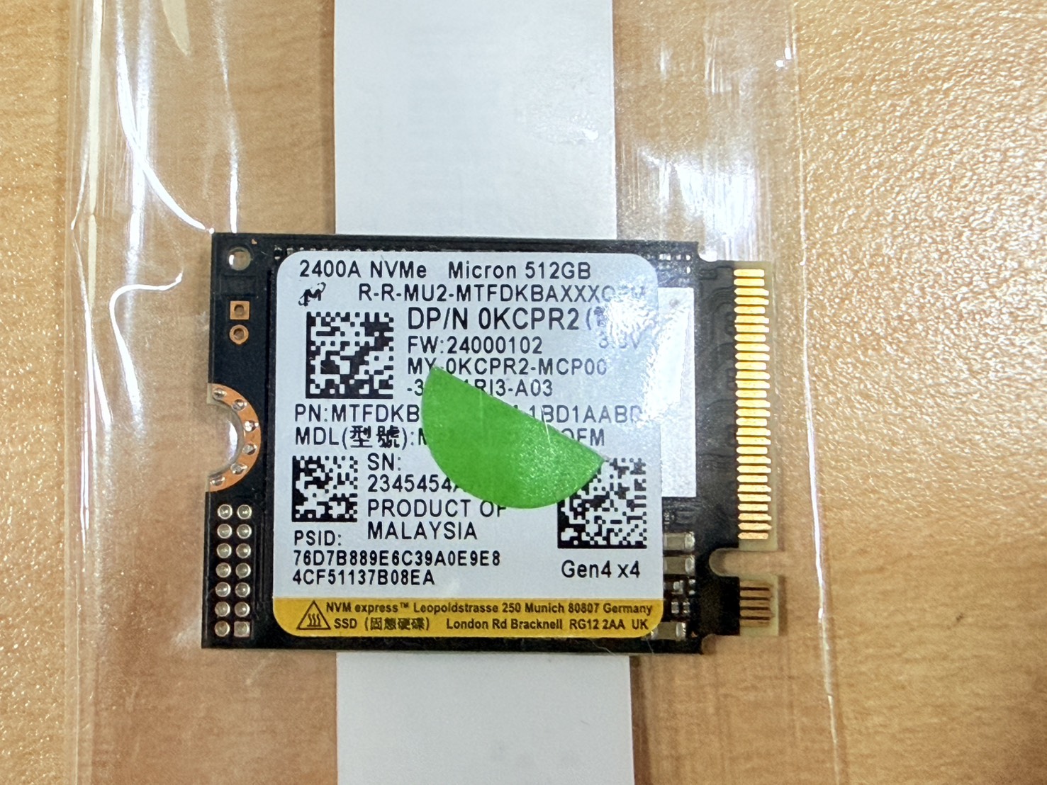 ขาย Micron 2400A 512GB M.2 NVMe (SSD) แบบ M.2 NVMe ความจุ 512GB